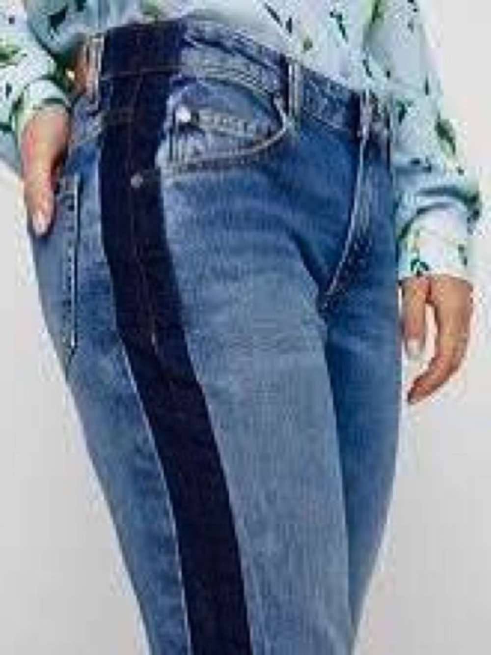 7 FOR ALL MANKIND SIZE 32~ TWO TONE CONTRAST PANTS SIDE STRIPE DENIM ANKLE JEANS